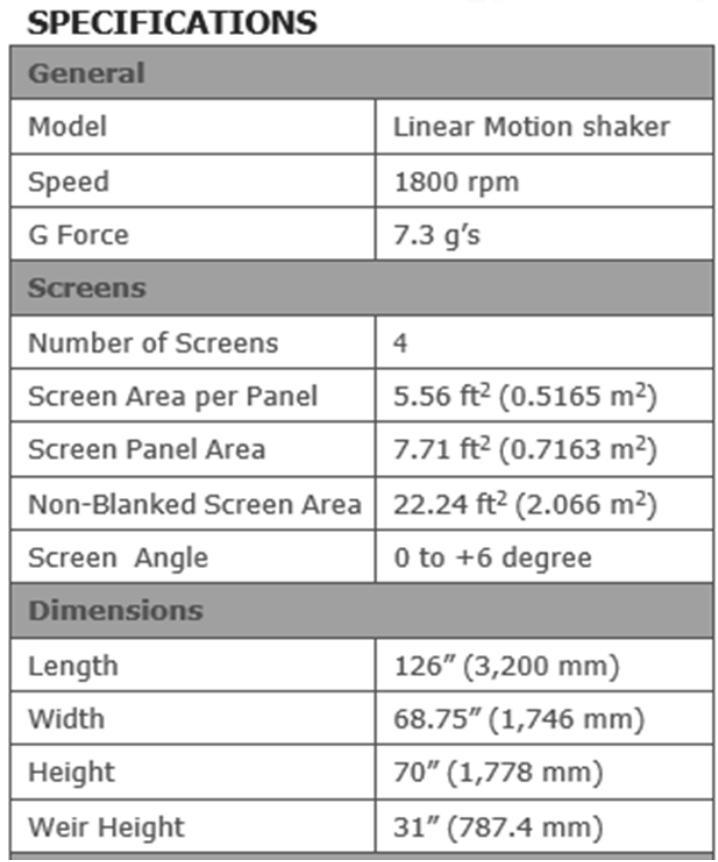Linear Motion Shaker Specs